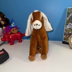 Fiesta Toys Nubian Goat Plush 12” Brown White Long Ears Sitting EUC